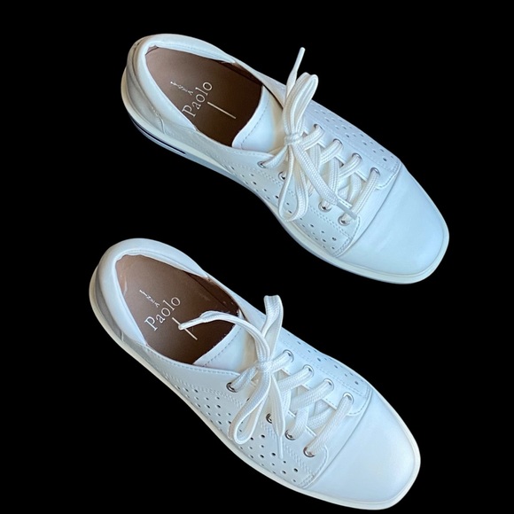 Linea Paolo Kendra White Perferated Platform Sneaker size 7.5 - Picture 2 of 12